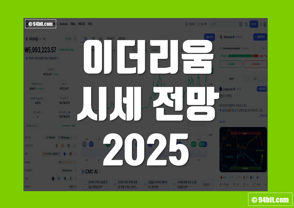 이더리움 시세 전망 2025 목표가 - 가격 예측 어디까지 갈까요