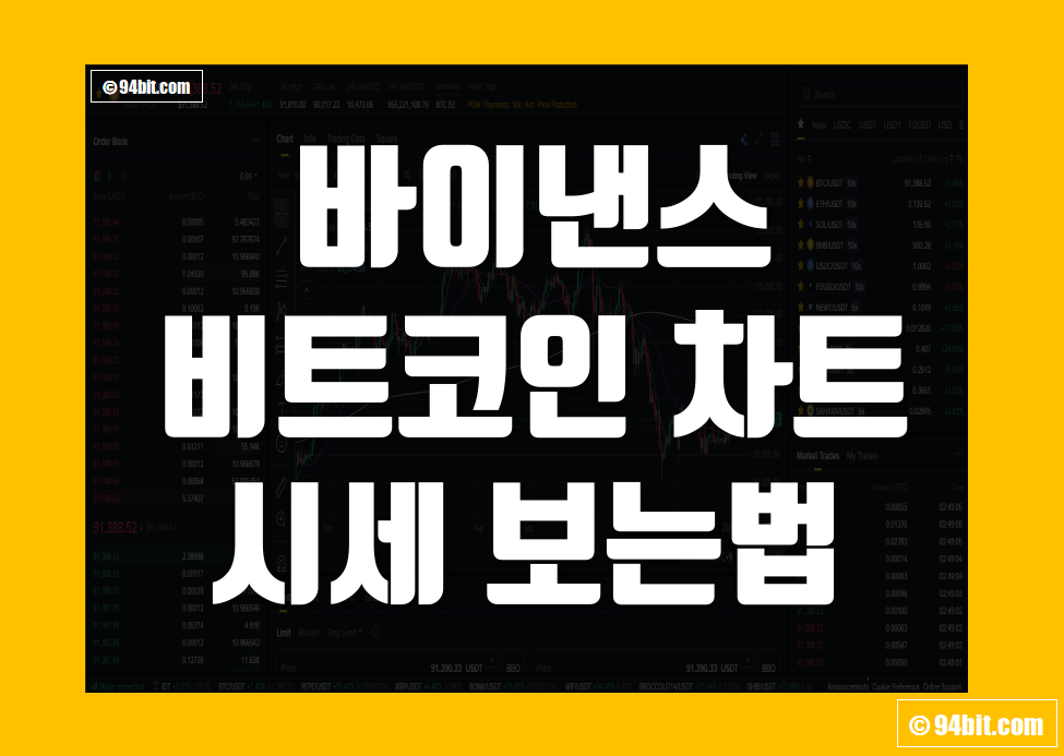 바이낸스 비트코인 차트 시세 및 가격 보는법 정리